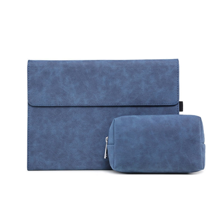 For Microsoft Surface Pro 7 / 7+ South African Sheepskin Magnetic Horizontal Flip Leather Case + Power Supply Bag with Pen Slot & Holder (Blue) - Others by buy2fix | Online Shopping UK | buy2fix