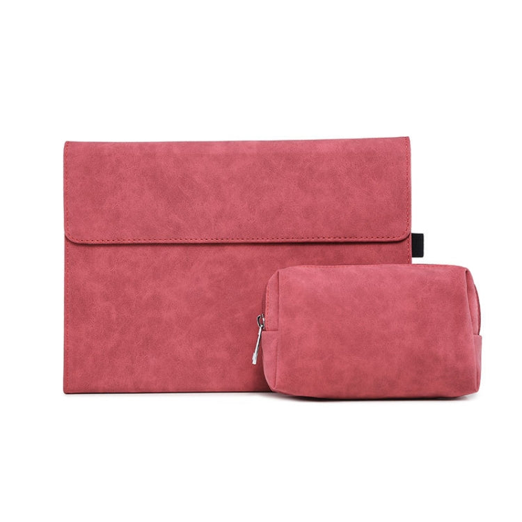 For Microsoft Surface Pro 7 / 7+ South African Sheepskin Magnetic Horizontal Flip Leather Case + Power Supply Bag with Pen Slot & Holder (Red) - Others by buy2fix | Online Shopping UK | buy2fix