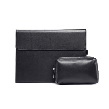 For Microsoft Surface Pro 7 / 7+ Microfiber Lambskin Texture Magnetic Horizontal Flip Leather Case + Power Supply Bag with Pen Slot & Holder (Black) - Others by buy2fix | Online Shopping UK | buy2fix