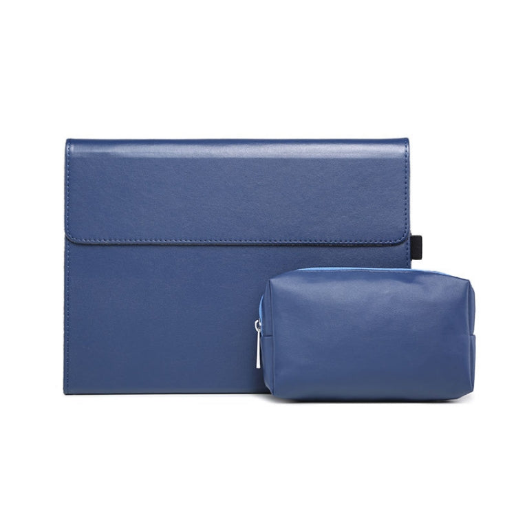 For Microsoft Surface Pro 7 / 7+ Microfiber Lambskin Texture Magnetic Horizontal Flip Leather Case + Power Supply Bag with Pen Slot & Holder (Blue) - Others by buy2fix | Online Shopping UK | buy2fix
