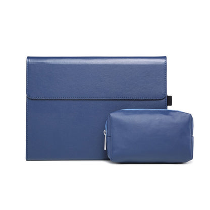 For Microsoft Surface Pro 7 / 7+ Microfiber Lambskin Texture Magnetic Horizontal Flip Leather Case + Power Supply Bag with Pen Slot & Holder (Blue) - Others by buy2fix | Online Shopping UK | buy2fix