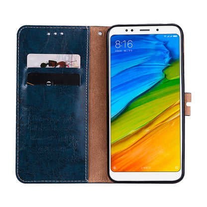 For Xiaomi Redmi 5 Oil Wax Texture Horizontal Flip Leather Case with Holder & Card Slots & Wallet(Blue) - Xiaomi Cases by buy2fix | Online Shopping UK | buy2fix