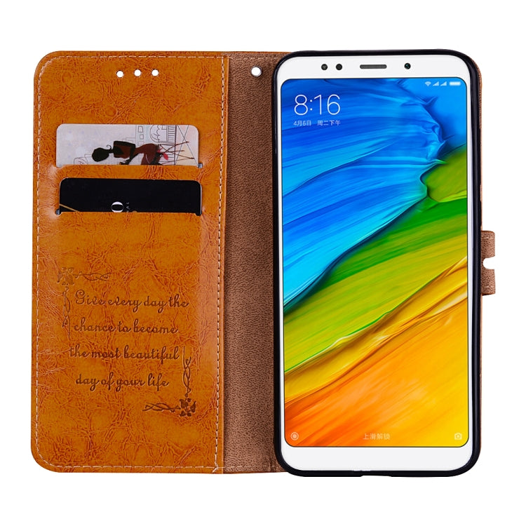 For Xiaomi Redmi 5 Oil Wax Texture Horizontal Flip Leather Case with Holder & Card Slots & Wallet(Brown) - Xiaomi Cases by buy2fix | Online Shopping UK | buy2fix