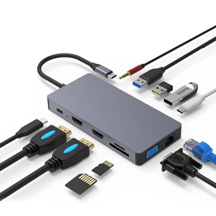 Blueendless 12 In 1 Multi-function Type-C / USB-C HUB Expansion Dock - USB HUB by Blueendless | Online Shopping UK | buy2fix