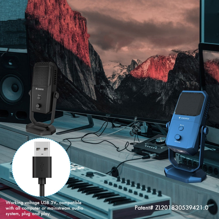 Yanmai SF-900 Multi-function Four Directivity Studio Recording Condenser Microphone with Desktop Stand(Blue) - Microphone by Yanmai | Online Shopping UK | buy2fix