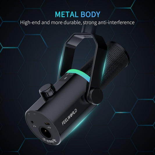 FEELWORLD PM1-AS XLR/USB Dynamic Microphone for Podcasting Recording Gaming Live Streaming with Boom Arm (Black) by FEELWORLD