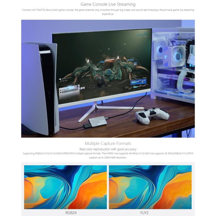 FEEWORLD C4K Video Capture 4K HDMI 60Hz In and Out USB-C Plug and Play for Streaming Gaming Video Conference - Video Capture Solutions by FEELWORLD | Online Shopping UK | buy2fix