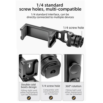 BEXIN PH-01 Desktop Live Broadcast Bracket 360 Phone Clamp Dual Cold Shoes Mount (Black) - Stand by BEXIN | Online Shopping UK | buy2fix