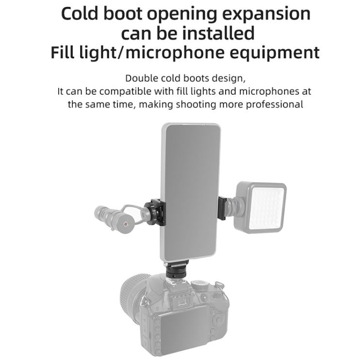 BEXIN PH-01 Desktop Live Broadcast Bracket 360 Phone Clamp Dual Cold Shoes Mount (Black) - Stand by BEXIN | Online Shopping UK | buy2fix