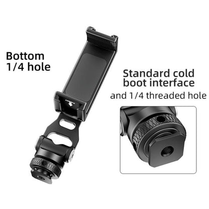 BEXIN PH-01 Desktop Live Broadcast Bracket 360 Phone Clamp Dual Cold Shoes Mount (Black) - Stand by BEXIN | Online Shopping UK | buy2fix