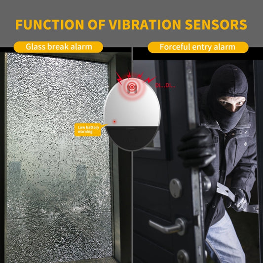 Ultra-slim Round Door / Window Alert Detect Vibration Sensor Alarm for Home Alarms Security by buy2fix