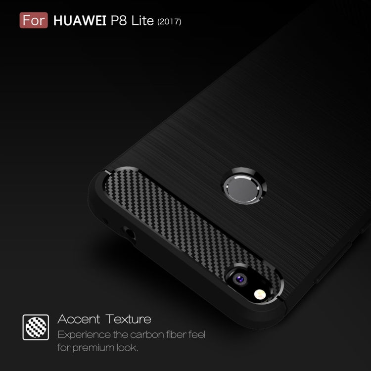 For Huawei  P8 Lite (2017) Brushed Carbon Fiber Texture Shockproof TPU Protective Case(Dark Blue) - Huawei Cases by buy2fix | Online Shopping UK | buy2fix