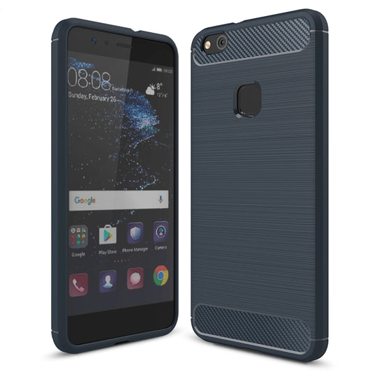 For Huawei P10 Lite Brushed Carbon Fiber Texture Shockproof TPU Protective Cover Case (Dark Blue) - Huawei Cases by buy2fix | Online Shopping UK | buy2fix