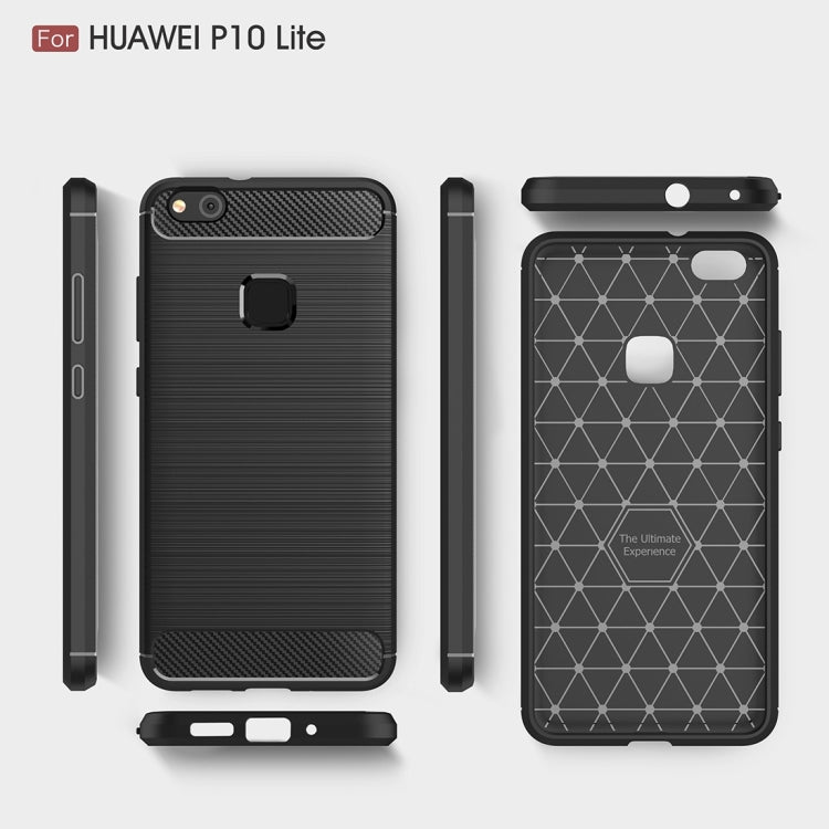 For Huawei P10 Lite Brushed Carbon Fiber Texture Shockproof TPU Protective Cover Case (Dark Blue) - Huawei Cases by buy2fix | Online Shopping UK | buy2fix