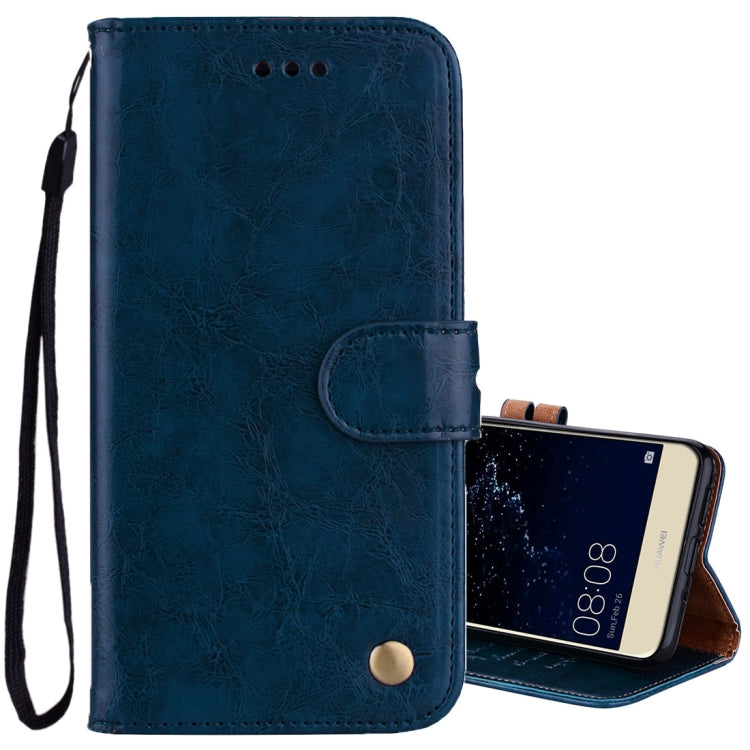 For Huawei P10 Lite Business Style Oil Wax Texture Horizontal Flip Leather Case with Holder & Card Slots & Wallet (Blue) - Huawei Cases by buy2fix | Online Shopping UK | buy2fix