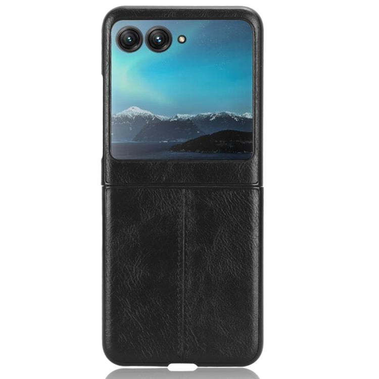 For Motorola Moto Razr 40 Ultra Sewing Cow Pattern Skin PC + PU + TPU Phone Case (Black) by buy2fix