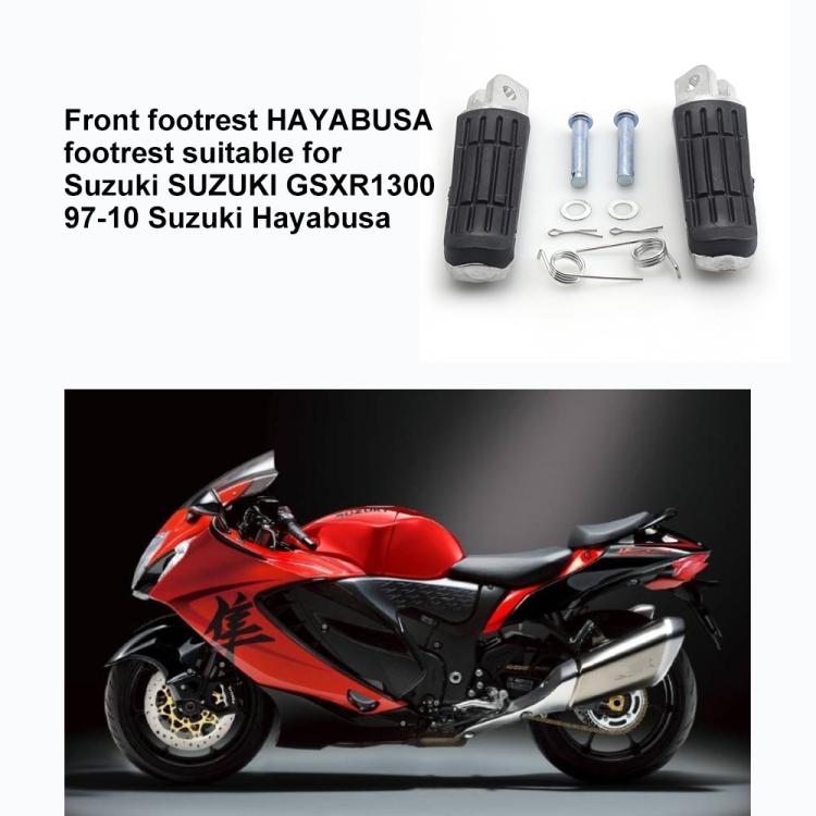 One Pair Motorcycle Front Foot Pegs for Suzuki HAYABUSA GSX1300R 1997–2010 (Black Silver) - Others by buy2fix | Online Shopping UK | buy2fix