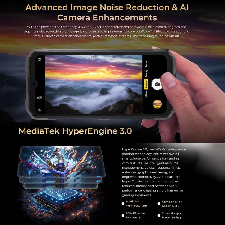 HOTWAV Hyper 7 Rugged Phone, 8GB+256GB, 10800mAh, 6.6 inch Android 14 MediaTek Dimensity 7050 5G, Network: 5G, OTG, NFC (Punk Yellow) - Other by HOTWAV | Online Shopping UK | buy2fix