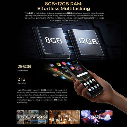 HOTWAV Hyper 7 Rugged Phone, 8GB+256GB, 10800mAh, 6.6 inch Android 14 MediaTek Dimensity 7050 5G, Network: 5G, OTG, NFC (Black) - Other by HOTWAV | Online Shopping UK | buy2fix