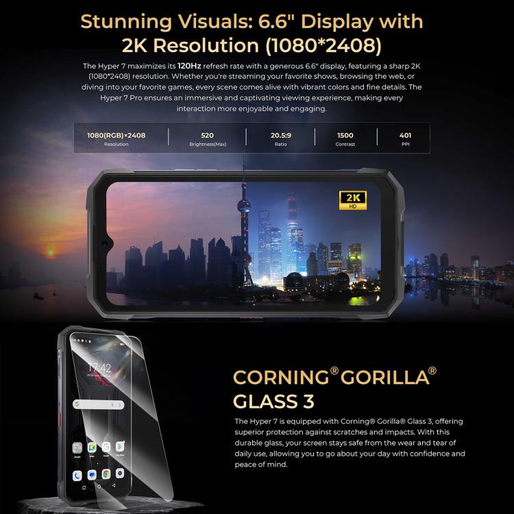 HOTWAV Hyper 7 Rugged Phone, 8GB+256GB, 10800mAh, 6.6 inch Android 14 MediaTek Dimensity 7050 5G, Network: 5G, OTG, NFC (Punk Yellow) - Other by HOTWAV | Online Shopping UK | buy2fix