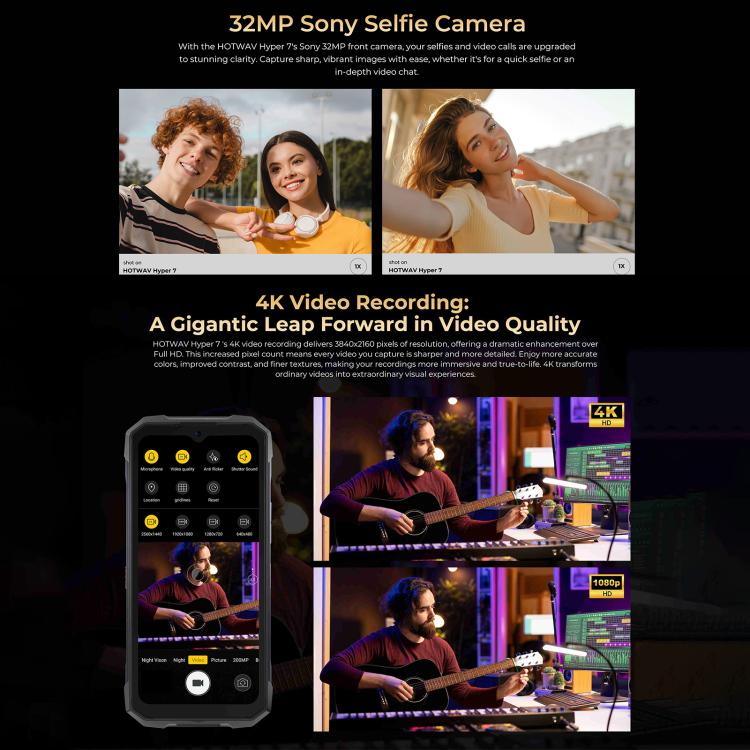 HOTWAV Hyper 7 Rugged Phone, 8GB+256GB, 10800mAh, 6.6 inch Android 14 MediaTek Dimensity 7050 5G, Network: 5G, OTG, NFC (Punk Yellow) - Other by HOTWAV | Online Shopping UK | buy2fix