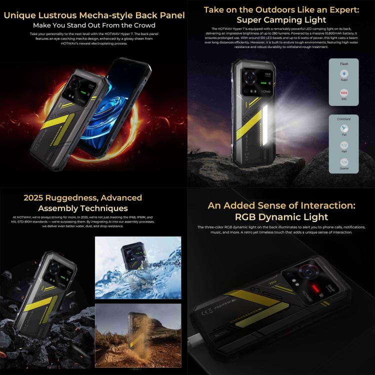 HOTWAV Hyper 7 Rugged Phone, 8GB+256GB, 10800mAh, 6.6 inch Android 14 MediaTek Dimensity 7050 5G, Network: 5G, OTG, NFC (Black) - Other by HOTWAV | Online Shopping UK | buy2fix