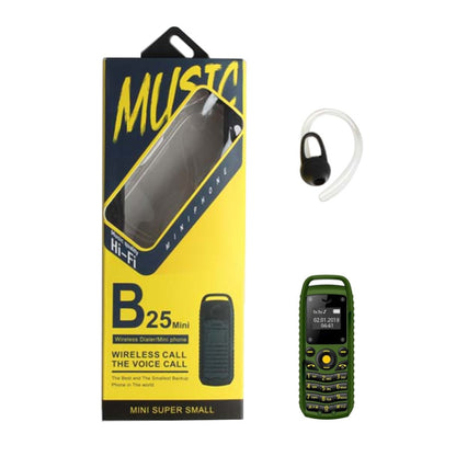 Mini B25 Headphone Mobile Phone, Hands Free Bluetooth Dialer Headphone, MP3 Music, Dual SIM, Network: 2G(Green) - Others by buy2fix | Online Shopping UK | buy2fix