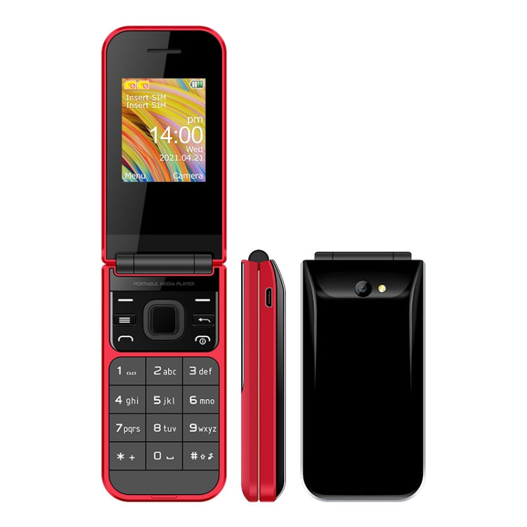 UNIWA F2720 Flip Phone, 1.77 inch, SC6531E, Support Bluetooth, FM, GSM, Dual SIM(Red) - UNIWA by UNIWA | Online Shopping UK | buy2fix