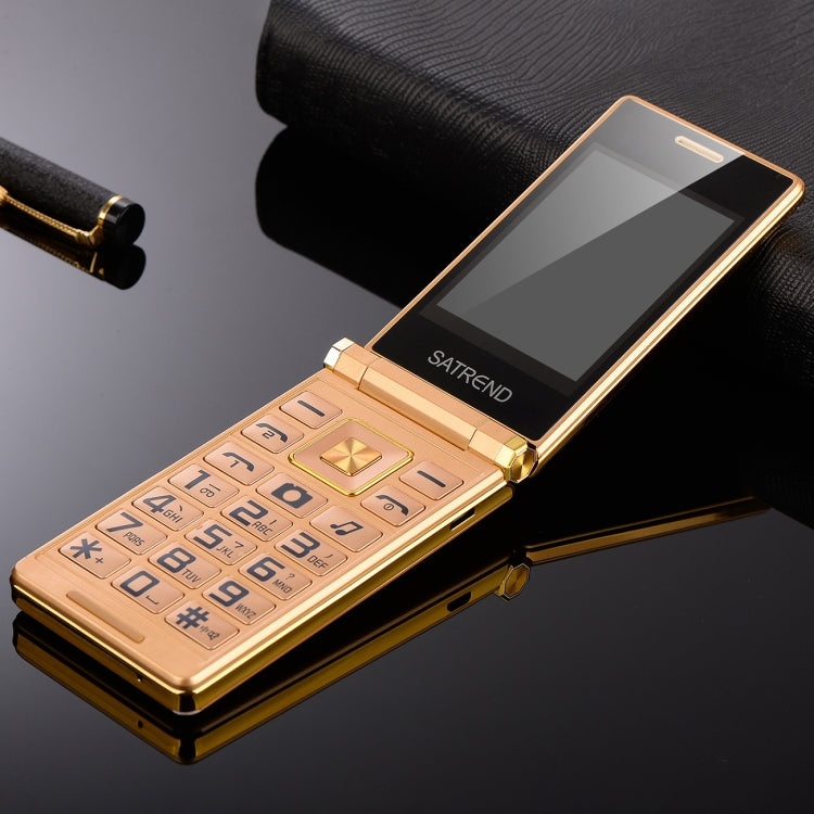 SATREND A15-M Dual-screen Flip Elder Phone, 3.0 inch + 1.77 inch, MTK6261D, Support FM, Network: 2G, Big Keys, Dual SIM(Gold) - SATREND by SATREND | Online Shopping UK | buy2fix