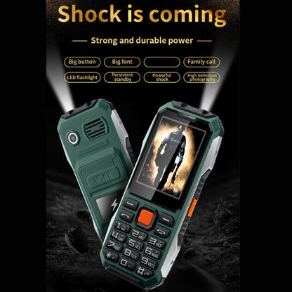 A6 Triple Proofing Elder Phone, Waterproof Shockproof Dustproof, 6800mAh Battery, 2.4 inch, 21 Keys, Bluetooth, LED Flashlight, FM, SOS, Dual SIM, Network: 2G(Green) - Others by buy2fix | Online Shopping UK | buy2fix