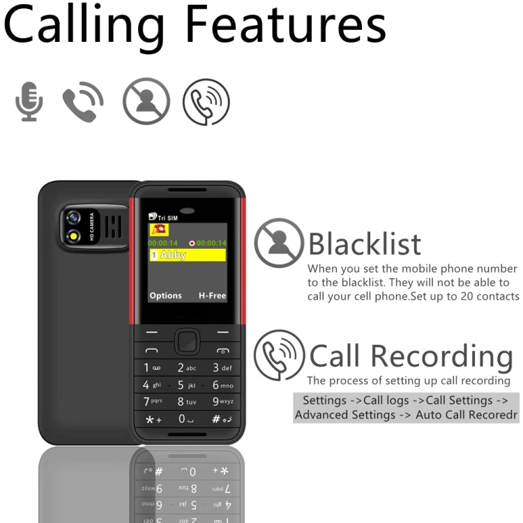 SERVO BM5310 Mini Mobile Phone, Russian Key, 1.33 inch, MTK6261D, 21 Keys, Support Bluetooth, FM, Magic Sound, Auto Call Record, GSM, Triple SIM (Red) - SERVO by SERVO | Online Shopping UK | buy2fix