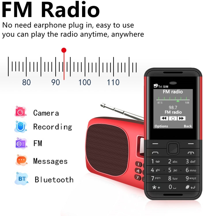SERVO BM5310 Mini Mobile Phone, English Key, 1.33 inch, MTK6261D, 21 Keys, Support Bluetooth, FM, Magic Sound, Auto Call Record, GSM, Triple SIM (Red) - SERVO by SERVO | Online Shopping UK | buy2fix