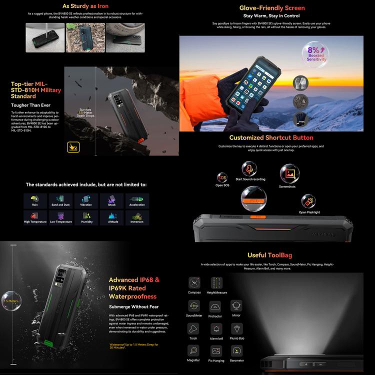 Blackview BV4800 SE Rugged Phone, 4GB+64GB, 6.56 inch Android 15 UMS9320E T615 Octa Core, Network: 4G, OTG, NFC (Green) - Blackview by Blackview | Online Shopping UK | buy2fix