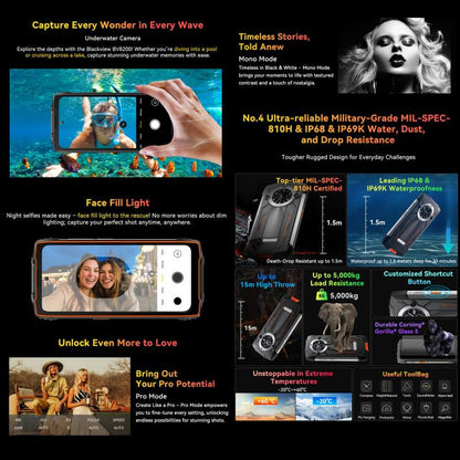 Blackview BV8200 Rugged Phone, 12GB+256GB, 6.5 inch + 1.3 inch Android 14 MediaTekHelio G100 MT8781, Network: 4G, NFC (Black) - Blackview by Blackview | Online Shopping UK | buy2fix