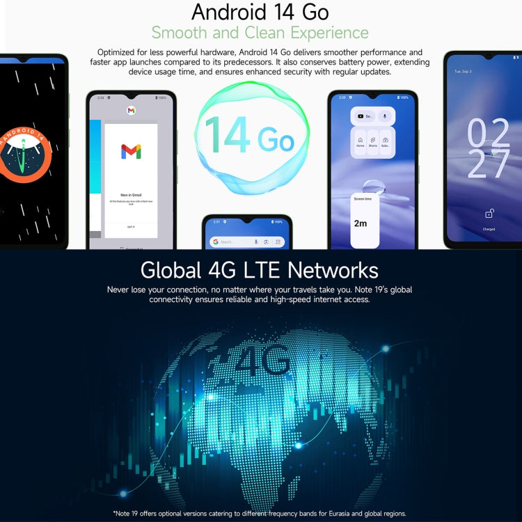 Ulefone Note 19, 3GB+32GB, Face ID & Side Fingerprint, 6.56 inch Android 14 Go Unisoc T603 Octa Core, Network: 4G, Dual SIM, OTG (Black) - Ulefone by Ulefone | Online Shopping UK | buy2fix