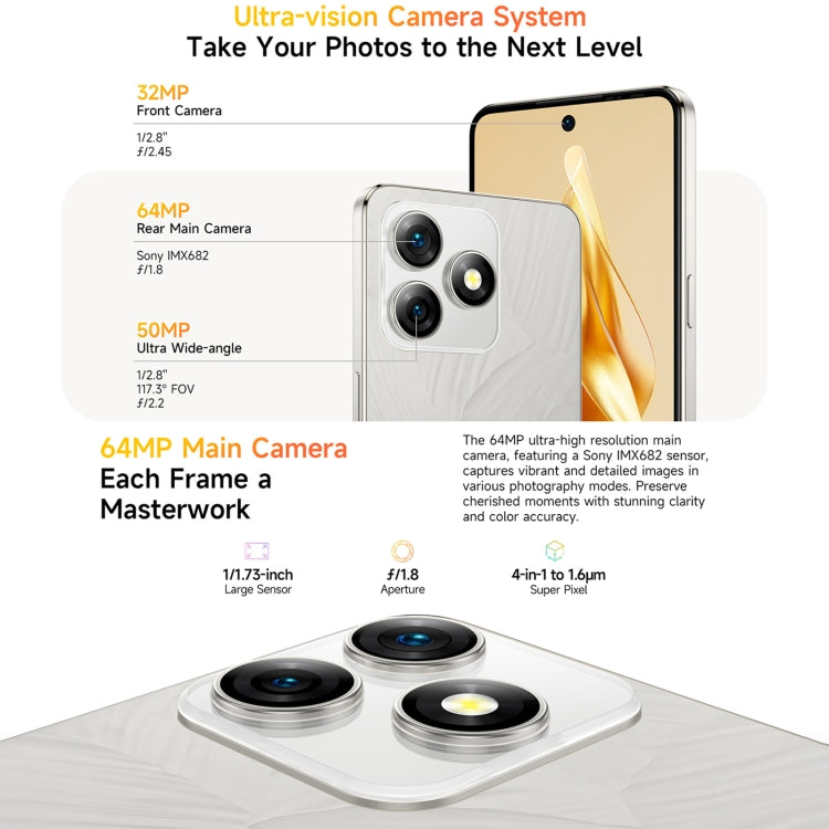 Ulefone Note 18 Pro, 6GB+256GB, Face ID & Side Fingerprint, 6.78 inch Android 14 MediaTek Helio G91 MTK6769 Octa Core, Network: 4G, Dual SIM, OTG, NFC (Moonlit White) - Ulefone by Ulefone | Online Shopping UK | buy2fix