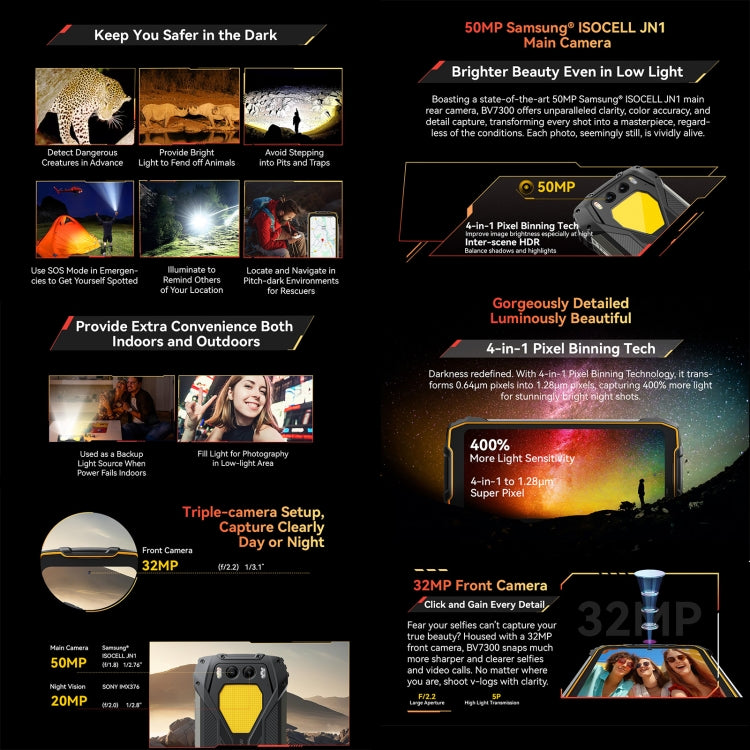 Blackview BV7300 Rugged Phone, 6GB+256GB, IP68/IP69K/MIL-STD-810H, 6.67 inch Android 14 MediaTek Helio G81 MT6769V/CB Octa Core, Network: 4G, OTG (Orange) - Blackview by Blackview | Online Shopping UK | buy2fix