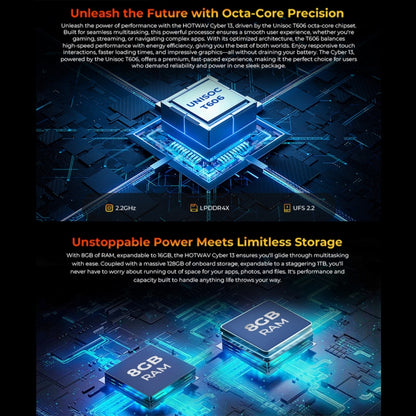 [HK Warehouse] HOTWAV CYBER 13, IP68/IP69K Rugged Phone, 8GB+128GB, 10800mAh, 6.6 inch Android 14.0 Unisoc T606 Octa Core, Network: 4G, NFC, OTG (Black) - Other by HOTWAV | Online Shopping UK | buy2fix