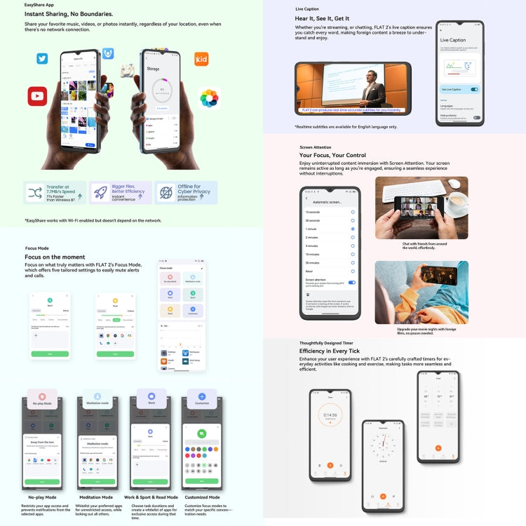 Blackview Oscal FLAT 2, 4GB+256GB, 6.6 inch Doke OS 4.0 Android 14 Unisoc T606 Octa Core, Network: 4G (Phantom Black) - Blackview by Blackview | Online Shopping UK | buy2fix