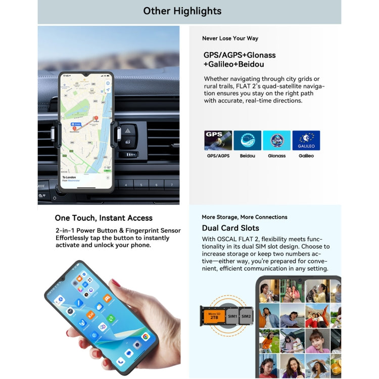 Blackview Oscal FLAT 2, 4GB+256GB, 6.6 inch Doke OS 4.0 Android 14 Unisoc T606 Octa Core, Network: 4G (Ripple Blue) - Blackview by Blackview | Online Shopping UK | buy2fix