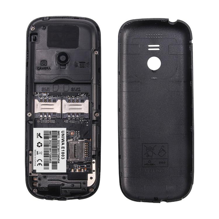 UNIWA E1803 Elder Keypad Phone, 1.77 inch SC6531E, LED Flashlight, 21 Keys, Network: 2G, EU Plug (Black) - UNIWA by UNIWA | Online Shopping UK | buy2fix