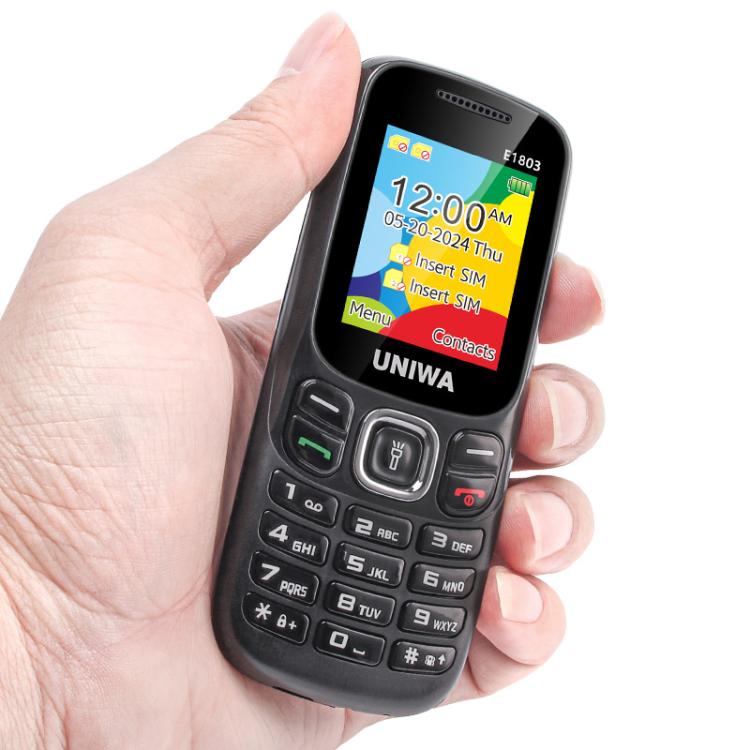 UNIWA E1803 Elder Keypad Phone, 1.77 inch SC6531E, LED Flashlight, 21 Keys, Network: 2G, EU Plug (Black) - UNIWA by UNIWA | Online Shopping UK | buy2fix