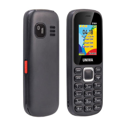 UNIWA E1808 Elder Keypad Phone, 1.77 inch SC6531E, LED Flashlight, 21 Keys, Network: 2G, Triple SIM, EU Plug (Black) - UNIWA by UNIWA | Online Shopping UK | buy2fix