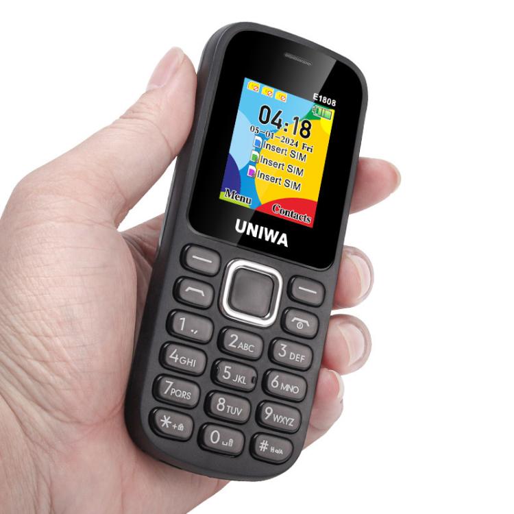 UNIWA E1808 Elder Keypad Phone, 1.77 inch SC6531E, LED Flashlight, 21 Keys, Network: 2G, Triple SIM, EU Plug (Black) - UNIWA by UNIWA | Online Shopping UK | buy2fix