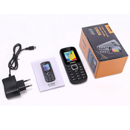 UNIWA E1808 Elder Keypad Phone, 1.77 inch SC6531E, LED Flashlight, 21 Keys, Network: 2G, Triple SIM, EU Plug (Black) - UNIWA by UNIWA | Online Shopping UK | buy2fix