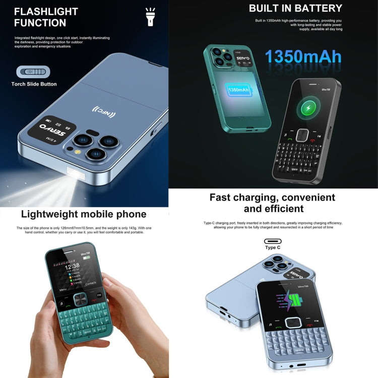 SERVO U700, 2.4 inch, MTK6261D, 58 Full Keyboards, Support Bluetooth, FM, NFC, Quick Dial, Flashlight, GSM, Quad SIM (Blue) - SERVO by SERVO | Online Shopping UK | buy2fix