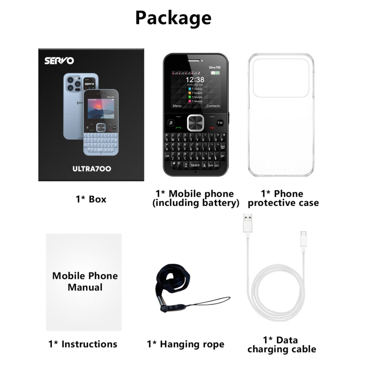 SERVO U700, 2.4 inch, MTK6261D, 58 Full Keyboards, Support Bluetooth, FM, NFC, Quick Dial, Flashlight, GSM, Quad SIM (Blue) - SERVO by SERVO | Online Shopping UK | buy2fix