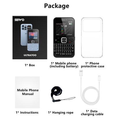 SERVO U700, 2.4 inch, MTK6261D, 58 Full Keyboards, Support Bluetooth, FM, NFC, Quick Dial, Flashlight, GSM, Quad SIM (Blue) - SERVO by SERVO | Online Shopping UK | buy2fix