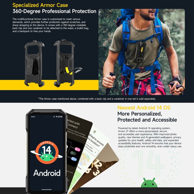 Ulefone Armor 27 Rugged Phone, 12GB+256GB, Night Vision, 10600mAh, 6.78 inch Android 14 MediaTek Helio G99 Octa Core, Network: 4G, NFC, OTG (Black) - Ulefone by Ulefone | Online Shopping UK | buy2fix