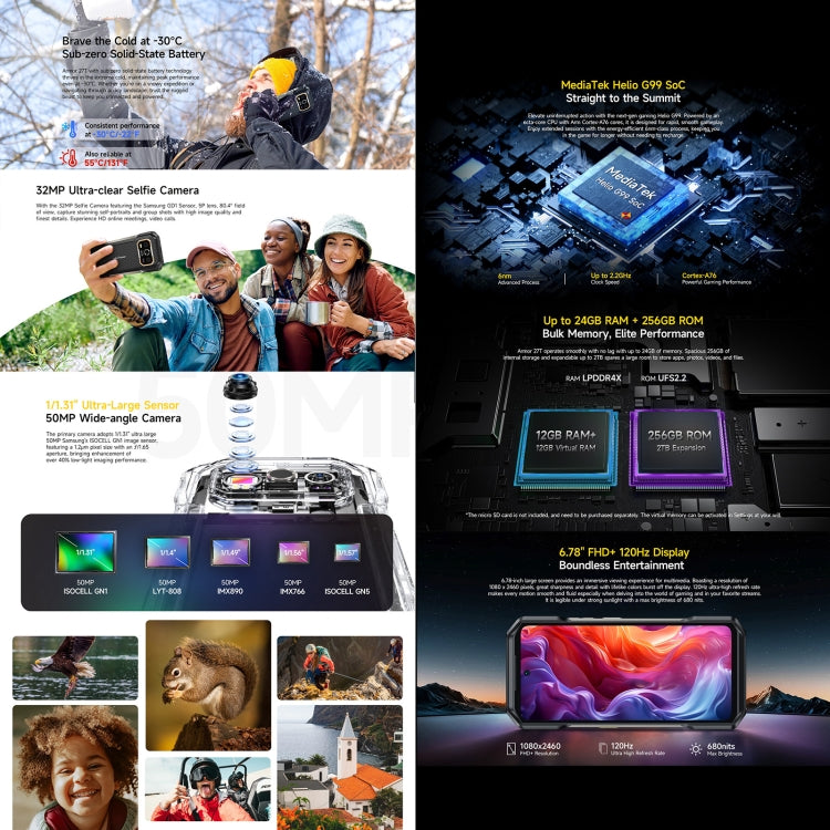 Ulefone Armor 27T Rugged Phone, 12GB+256GB, Thermal Imager, Night Vision, 10600mAh, 6.78 inch Android 14 MediaTek Helio G99 Octa Core, Network: 4G, NFC, OTG (Black) - Ulefone by Ulefone | Online Shopping UK | buy2fix